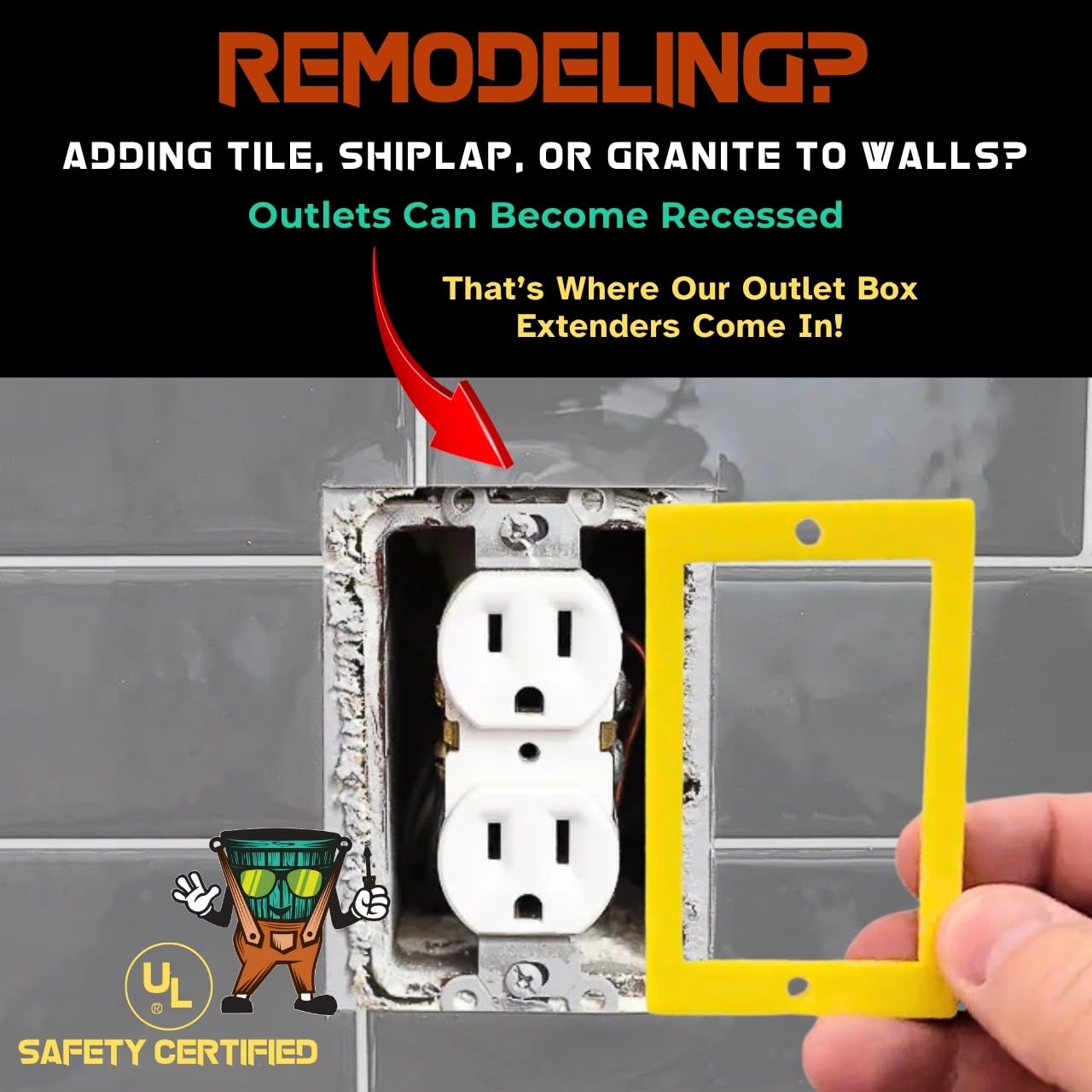 3/8" Double Gang Outlet Box Extenders, UL Listed, Electrical Box Extender for Outlets & Switches, Pack of 3 - Image 3