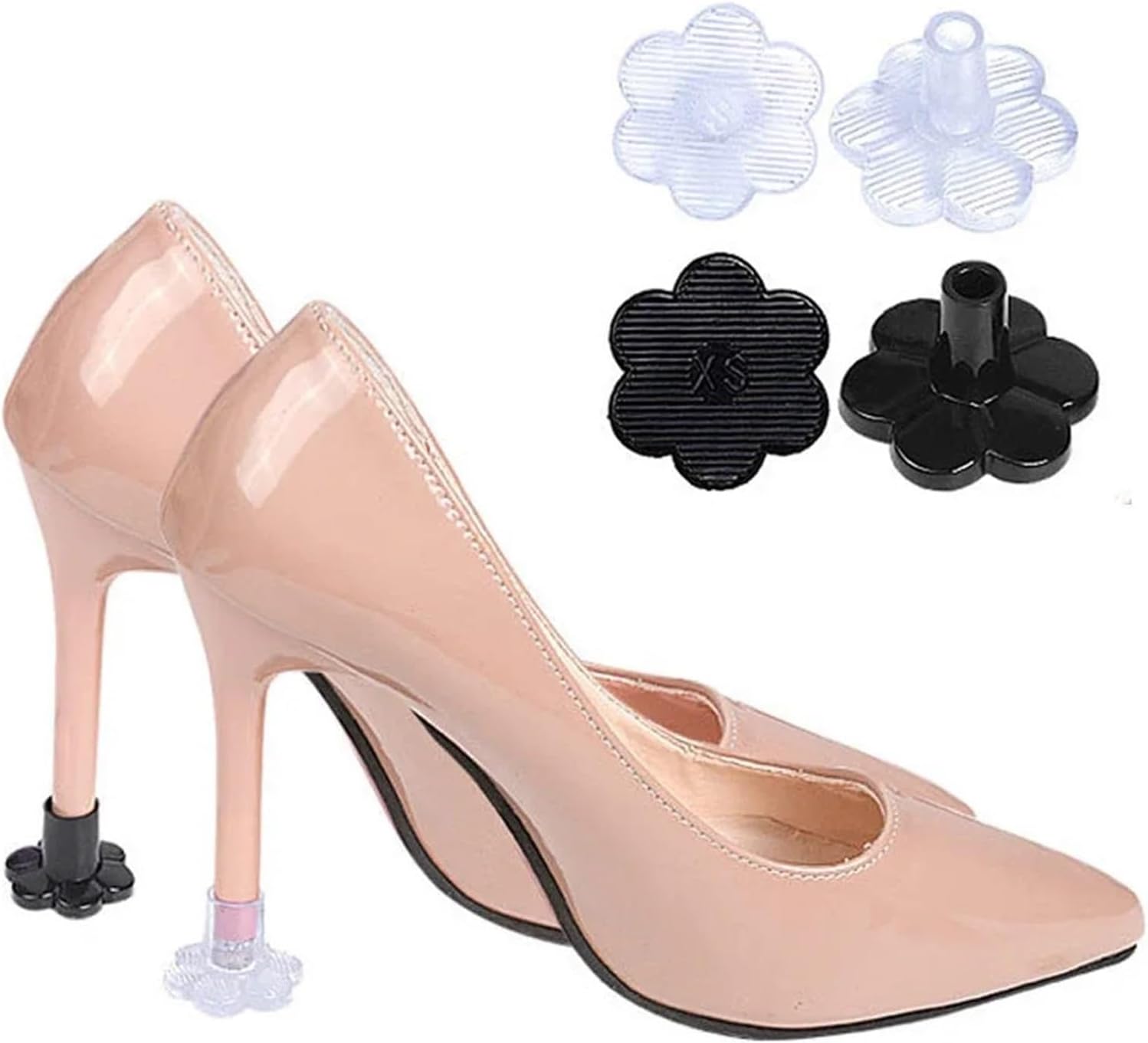 Heel Protectors 20/50 Pairs Non-Slip High Heel Protector Covers High Heels Round Protective Stoppers Wearable Silence Heel Cover Shockproof Accessory for Shoes Grass(Black,50 Pairs,XX)