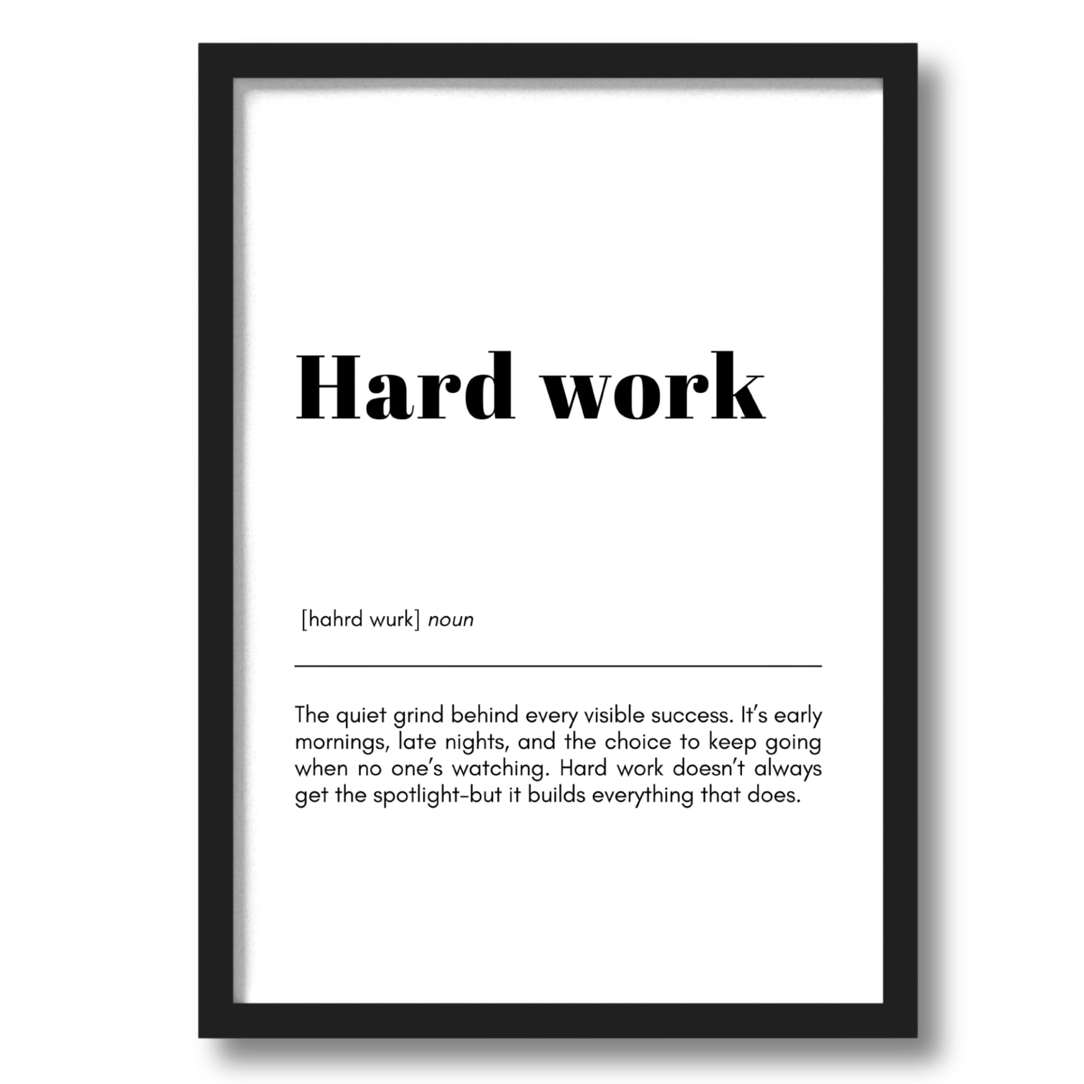 ArtAction Hard Work Wall Frame Poster | Motivational Office Word Art for Study Room & Workspace | A4 Size | Framed Typography Poster | Wall Decor Gift for Professionals & Students