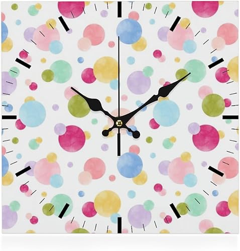 Colorful Watercolor Bubble Gum Candy Analog Clock Small Clocks Battery Operated Silent Clock Wall Battery Operated Wall Clocks Garage for Kitchen