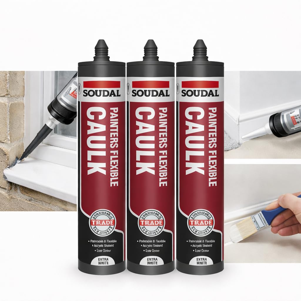 Painters Flexible Decorators Caulk – 3 Pack | 290ml Paintable Acrylic Sealant for Gaps & Cracks | Flexible, Smooth Finish for Interior Decorating