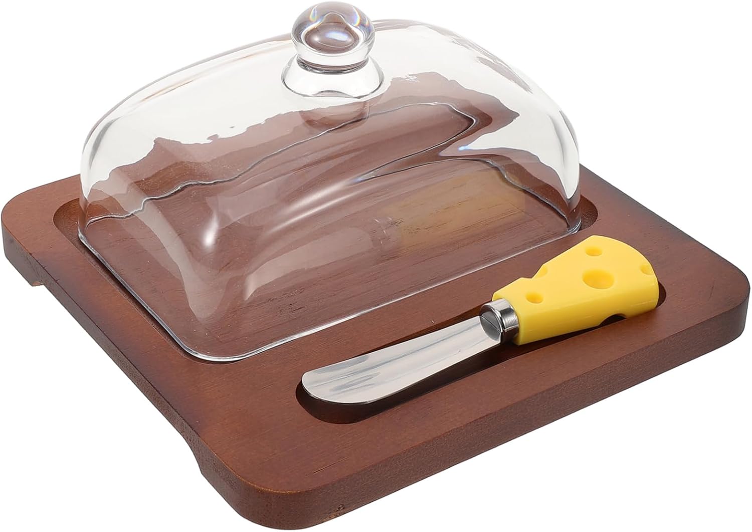 PRETYZOOM Butter Container with Lid Food Preservation Box for Refrigerator Deep Brown Tray with Dome Cutter for Safe Storage of Cheese and Butter