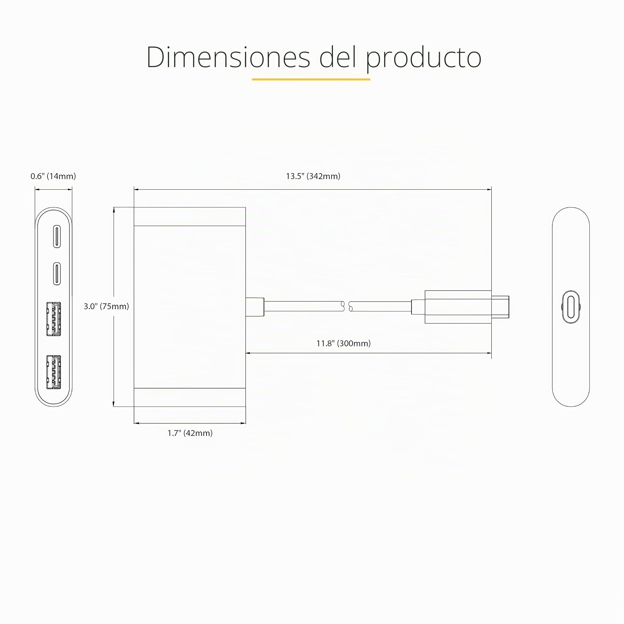 StarTech Hub USB-C de 4 Puertos 5Gbps con PD de 100W (5G2A2CPDB-USB-C-HUB) | Divisor USB portátil, Paso de alimentación hasta 85W, Protección sobrecorriente