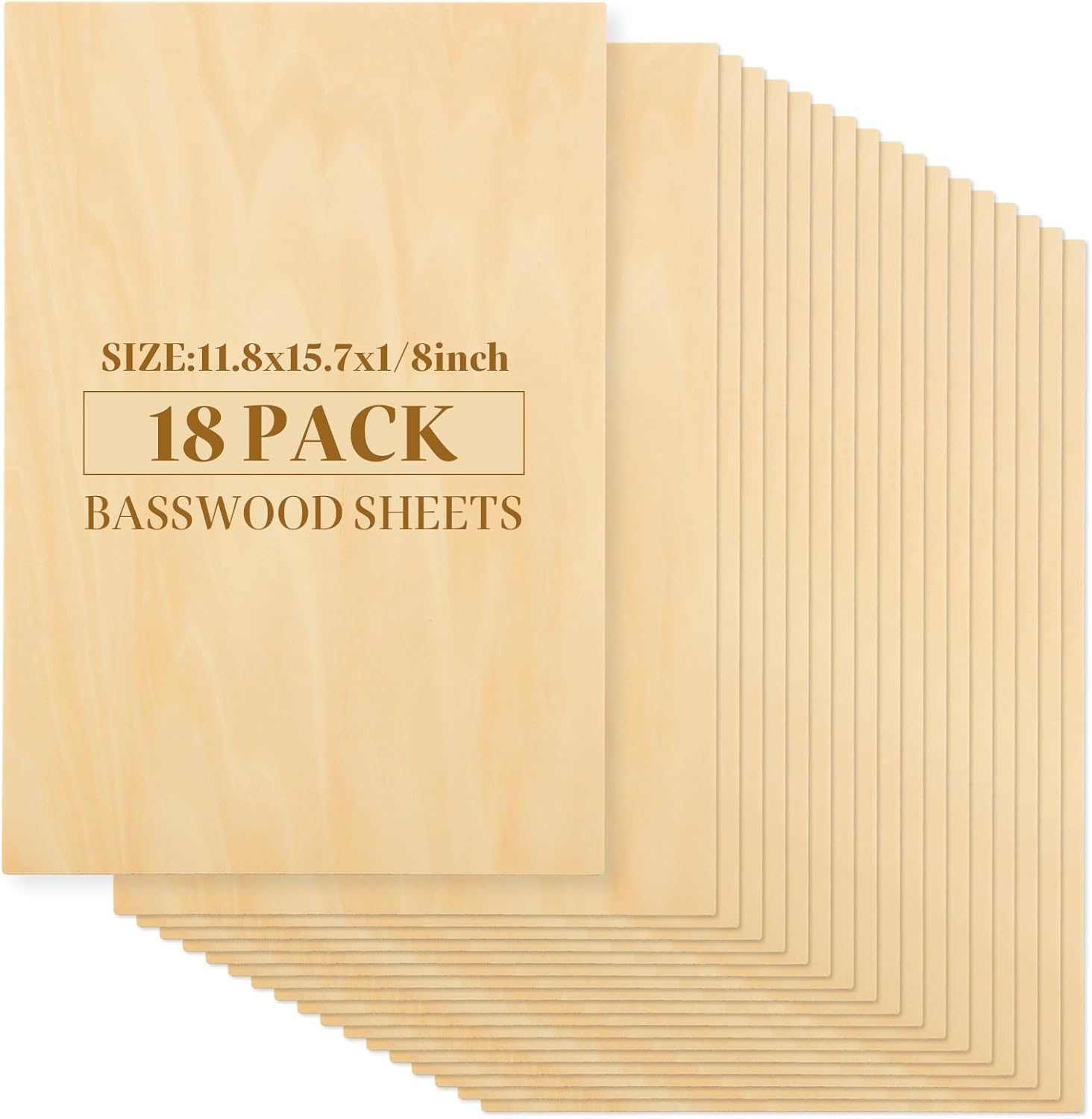 MIVIDE 18 Pack 15.7 x 11.8 Inch Basswood Sheets, 1/8 Thin Craft Plywood Sheets, Thin and Unfinished Wood Boards for Crafts, Hobby, Model Making, Wood Burning (400x300x3MM)