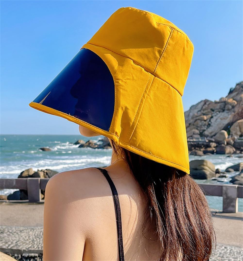 URAWOW Full Face Shield Bucket Hat Women Wide Brim Hats for Women UV Protection Sun Visor Beach Outdoor image 4