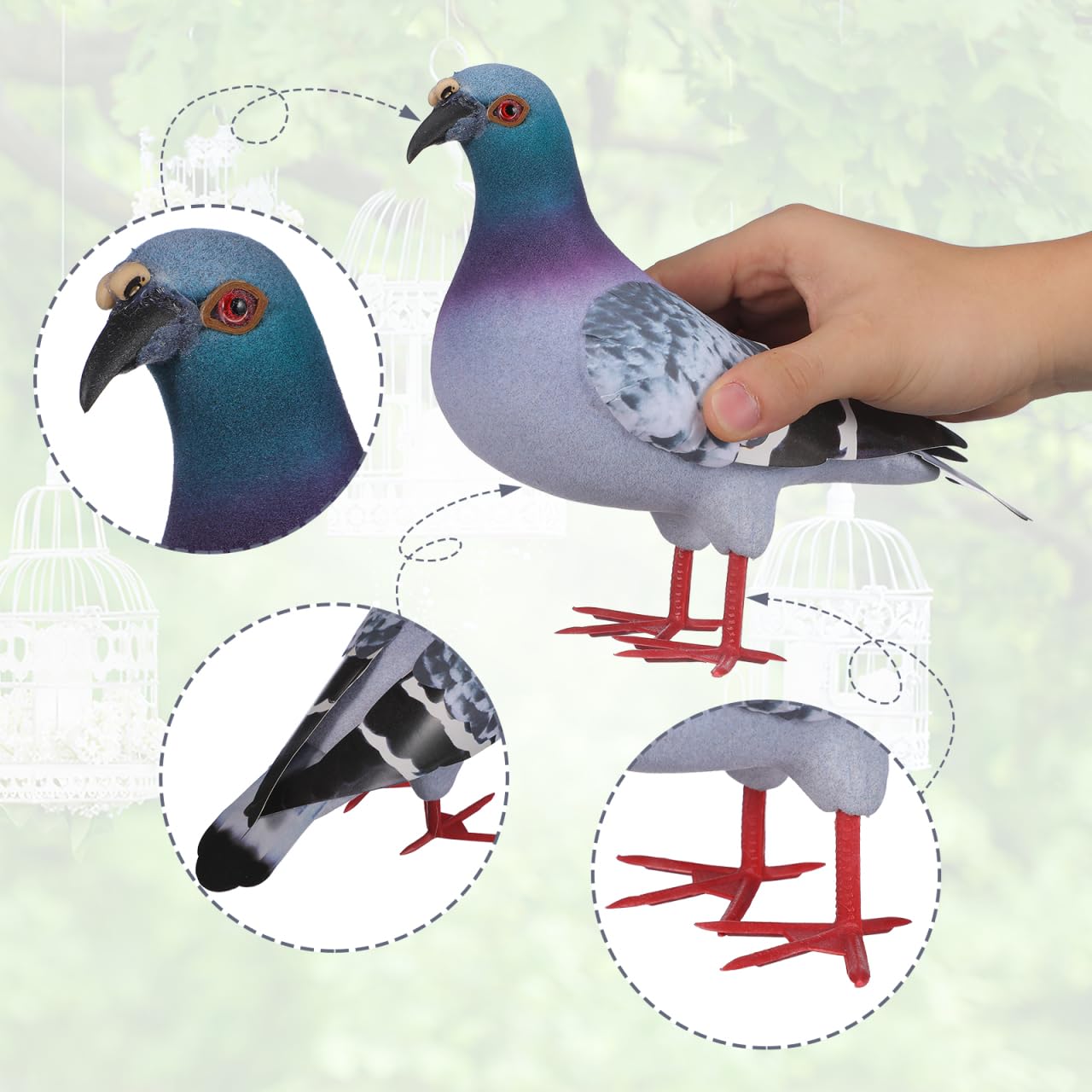 SEWACC Uccelli artificiali Simulazione Schiuma Piccione Modello Realistico Uccelli piumati Realistico Figura di piccione Statue di animali per Casa Giardino Albero Prato Ornamento