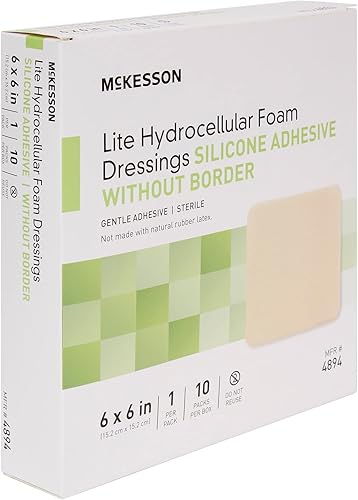 Miniatura 2 de McKesson Apósito de espuma hidrocelular  Apósito adhesivo de gel de silicona para heridas  6 x 6 pulgadas, 10 unidades, 1 paquete
