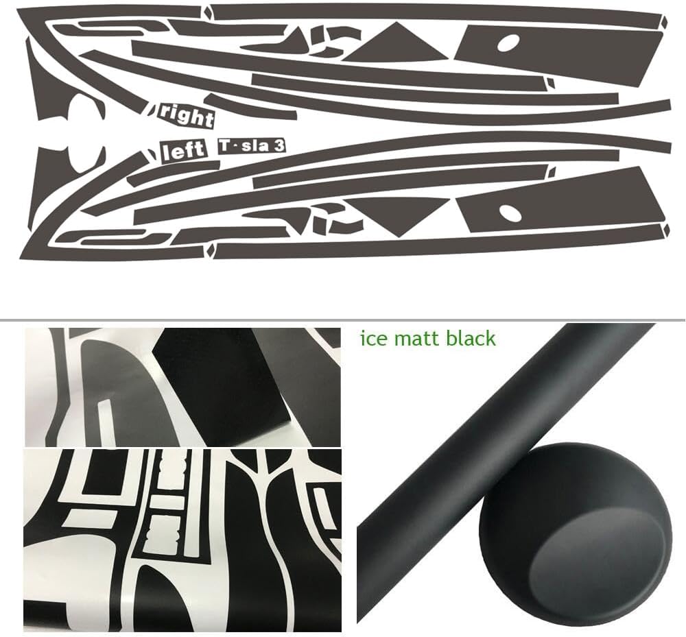 Window Trim Chrome Delete Blackout Overlay Pre-Cut Genuine Vinyl for Tesla Model 3 2017-2025 Matte Black Pattern (Matte Black)
