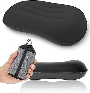 YUANYU Ultralight Camping Pillow, Compressible, Compact, Comfortable, Ergonomic Inflatable with Storage Bag, for Neck & Lumbar Support for Hiking, Camping, Traveling, Black Small Pillow, 44*28*11cm
