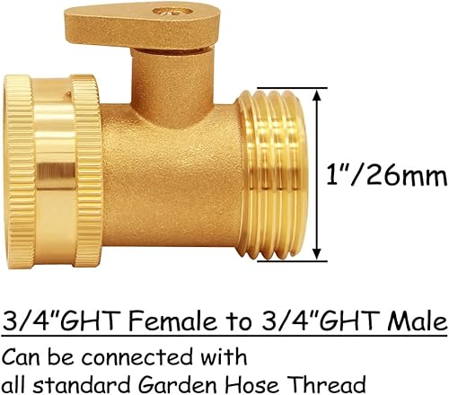 Miniatura 4 de Uenede 2 válvulas de cierre de manguera de jardín de latón resistente de 34 pulgadas GHT, válvula de bola de manguera de agua roscada con arandelas