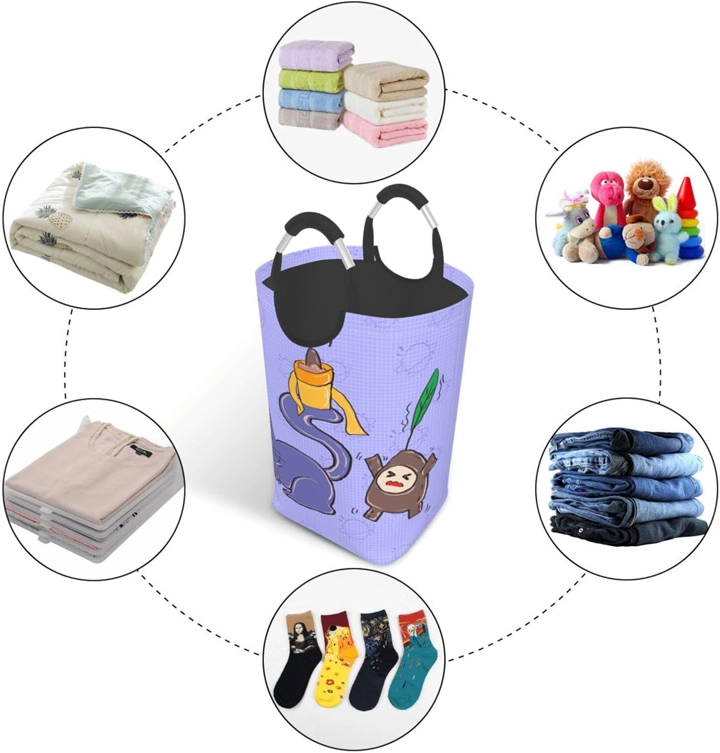 Sunflower seeds and cats Foldable storage bag, 50L capacity, suitable for laundry room, dormitory bedroom, dirty clothes storage basket.