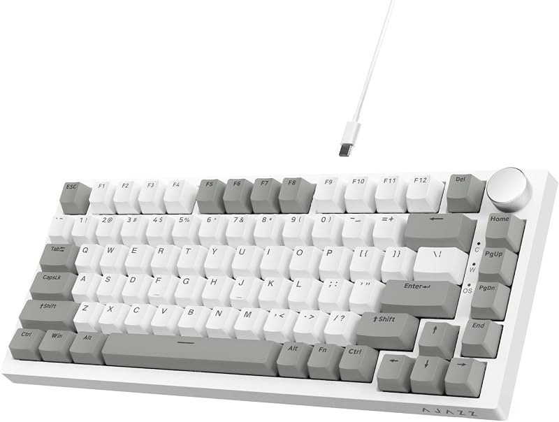 AJAZZ AK820 75% Mechanikus Billentyűzet Hot Swap Linear Switch 82 Gomb CNC Hangerő Szabályozó Szürke Fehér PC MAC