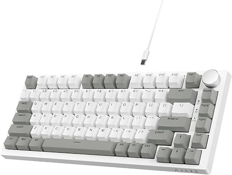 A.JAZZ AK820 Wired Gaming Keyboard, 75% Gasket Mechanical Keyboard, AS Linear Red Switch, Metal Knob, White Light, 81 Keys, Hot Swappable, Anti-Ghost, Gasket Structure, TT 5-Layer Silencer, PBT |   Gasket TT 5 PBT OEM /Windows Vista/7/8/10/11 MAC Android