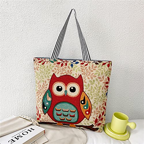 Knitting Tote Bag, Large Knitting Bag Knitting Needle Bag with Zipper Owl Pattern Crochet Bag for Yarn Knitting Needles Crochet Hooks - Image 2