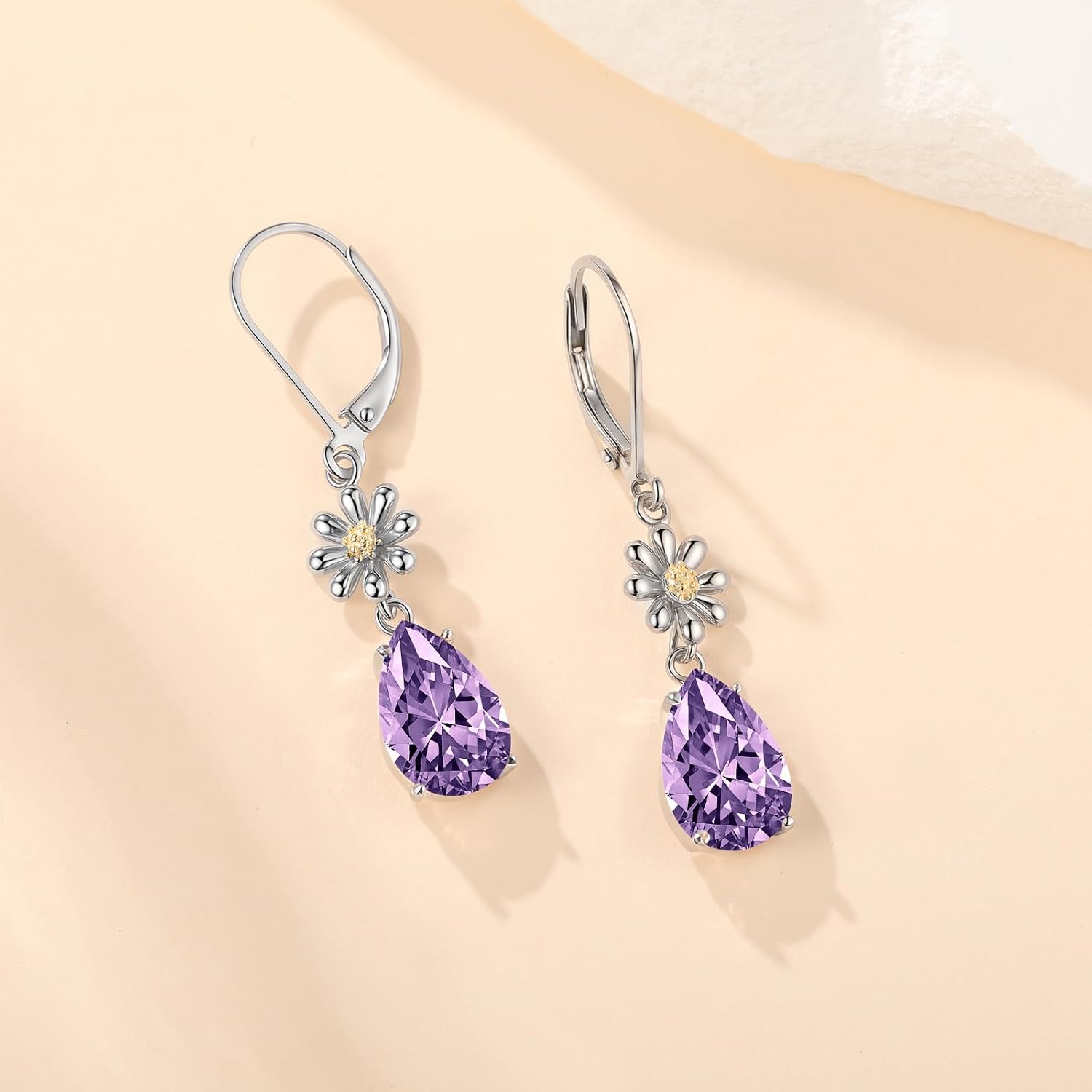 Daisy/Sunflower/Rose Flower Dangle Earrings Sterling Silver Flower Drop Jewelry Christmas Gifts for Women Wife Friends Daughter