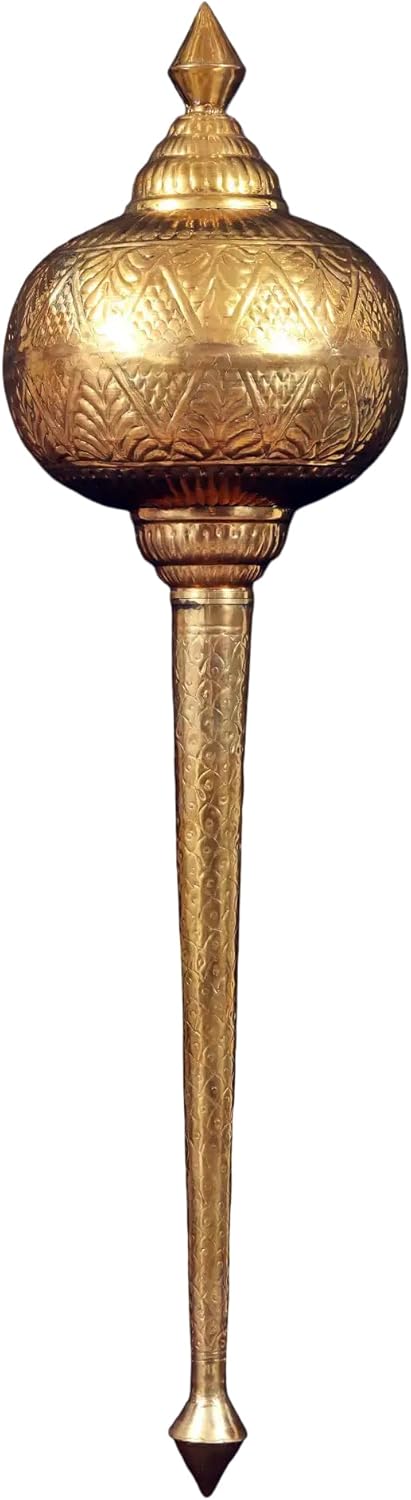 Exotic India Brass Lord Hanuman Weapon Mace (Gada) Multiple Size for Puja Room, Temple, Home Decor, Office, Desk, Living Room