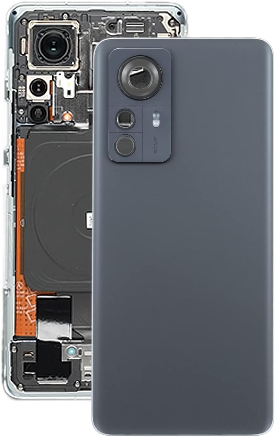 Battery Back Cover Compatible with Xiaomi 12 Pro / 12 Dimensity,Housing Door Back Cover Replacement Repair Set for 12 Pro / 12 Dimensity (Black)
