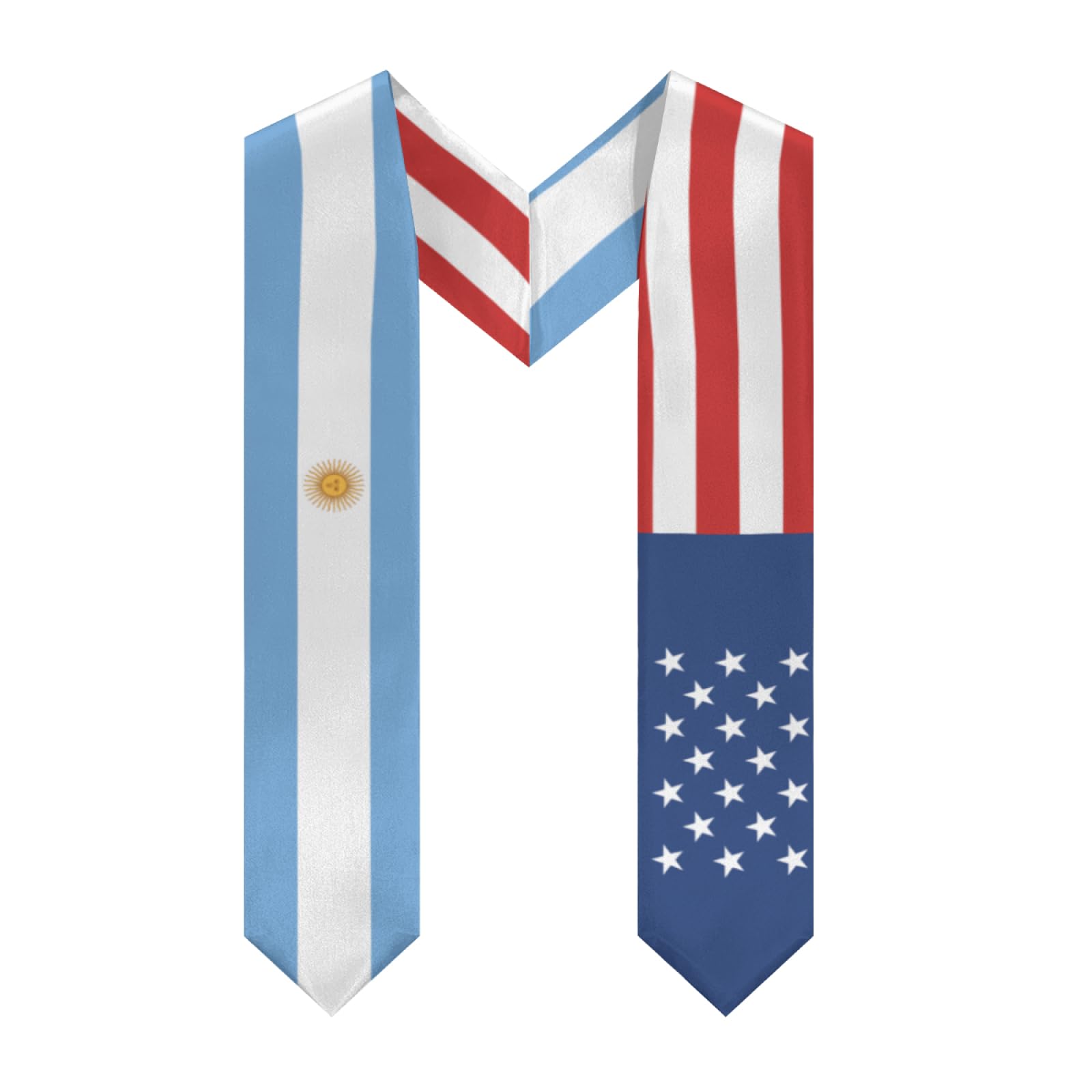 America Argentina Argentinean Flag Graduation Stole Sash Shawl for Men Women Thickened V-Neck Scarf for International Students Teachers Study Aboard Graduate Gift 72 inches Unisex