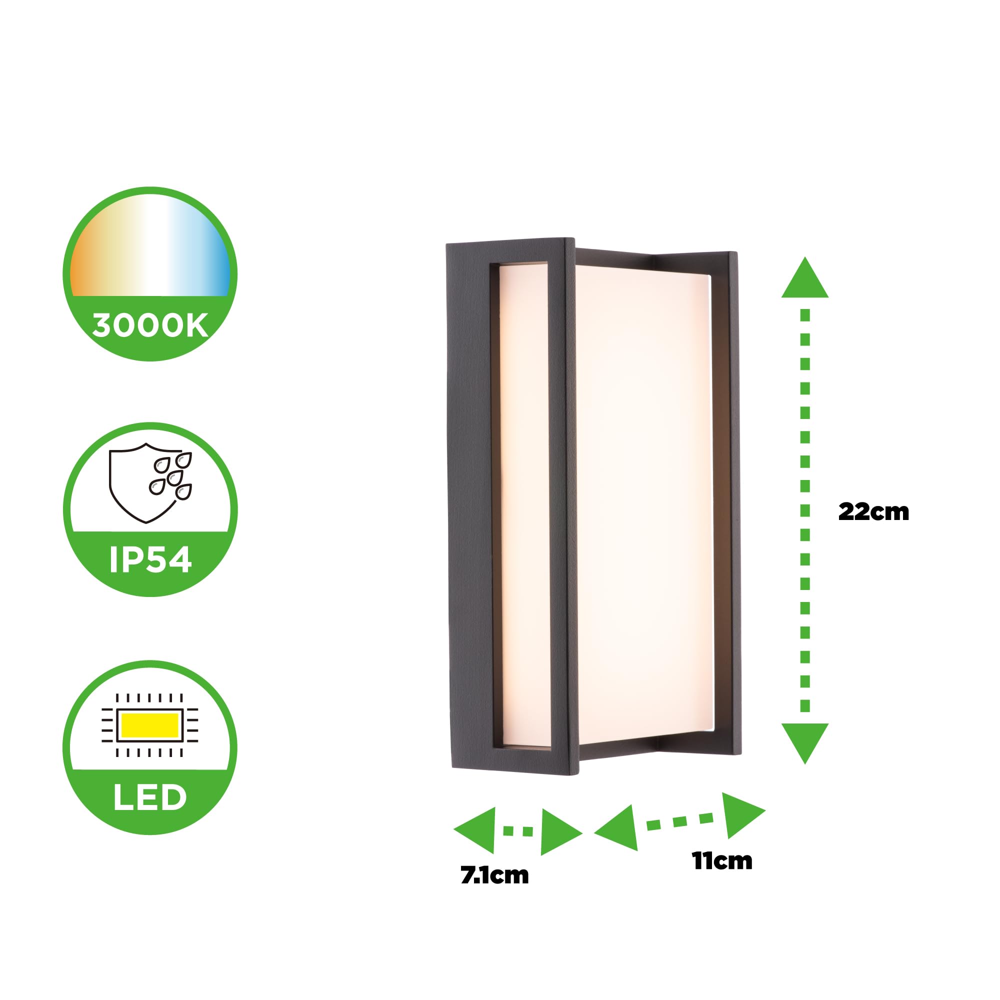LUTEC LED-Wandleuchten für den Außenbereich, 1100LM 3000K Warmweiß, moderne Aluminium-Wandleuchte für den Außenbereich, wasserdichte Innenwandleuchte für Haustür, Veranda, Hausflur, Garten, dunkelgrau