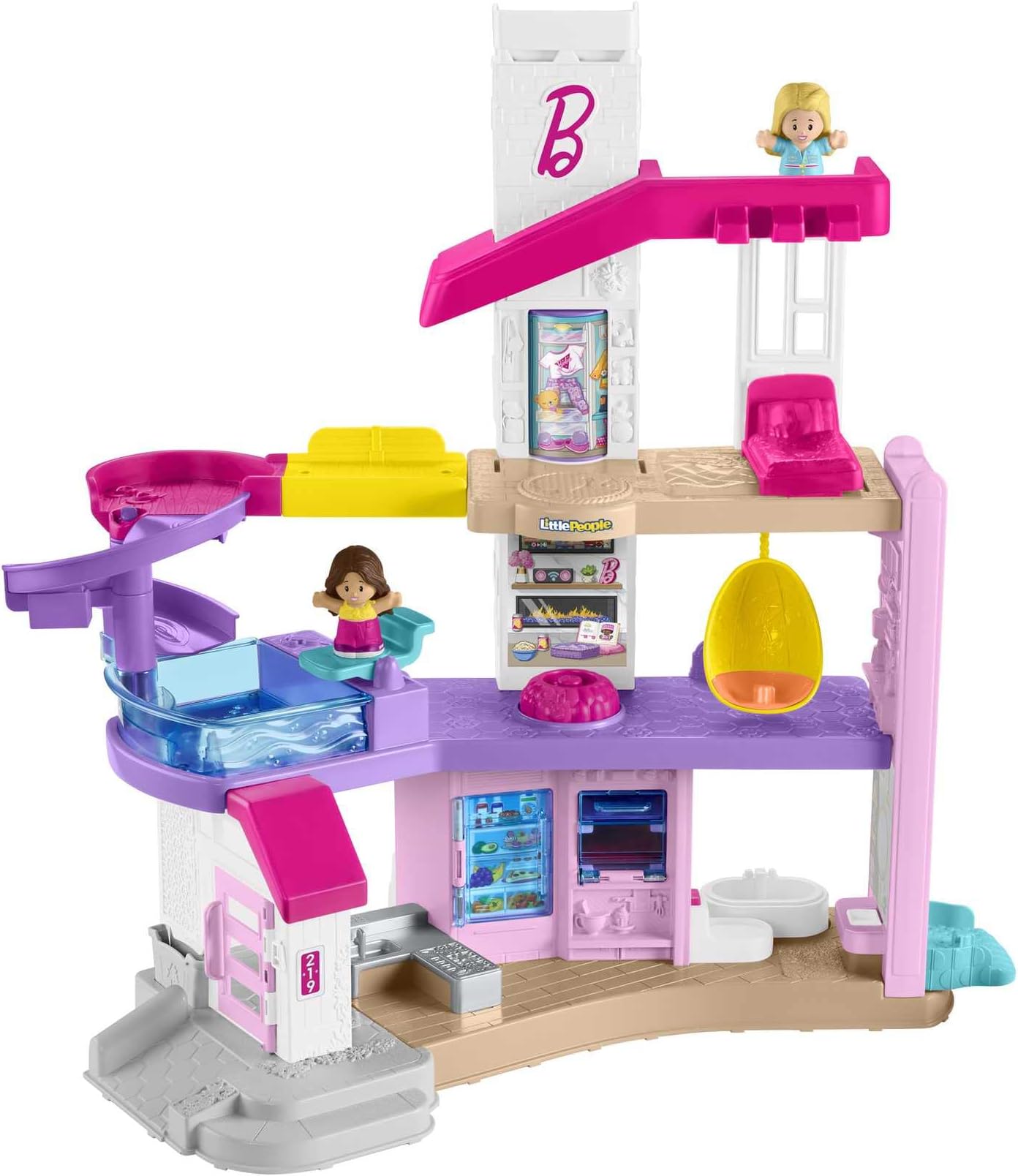 Fisher-Price Barbie Little DreamHouse Little People - Multilanguage, interactive playset with lights, music, phrases, figures and play pieces, HJN55