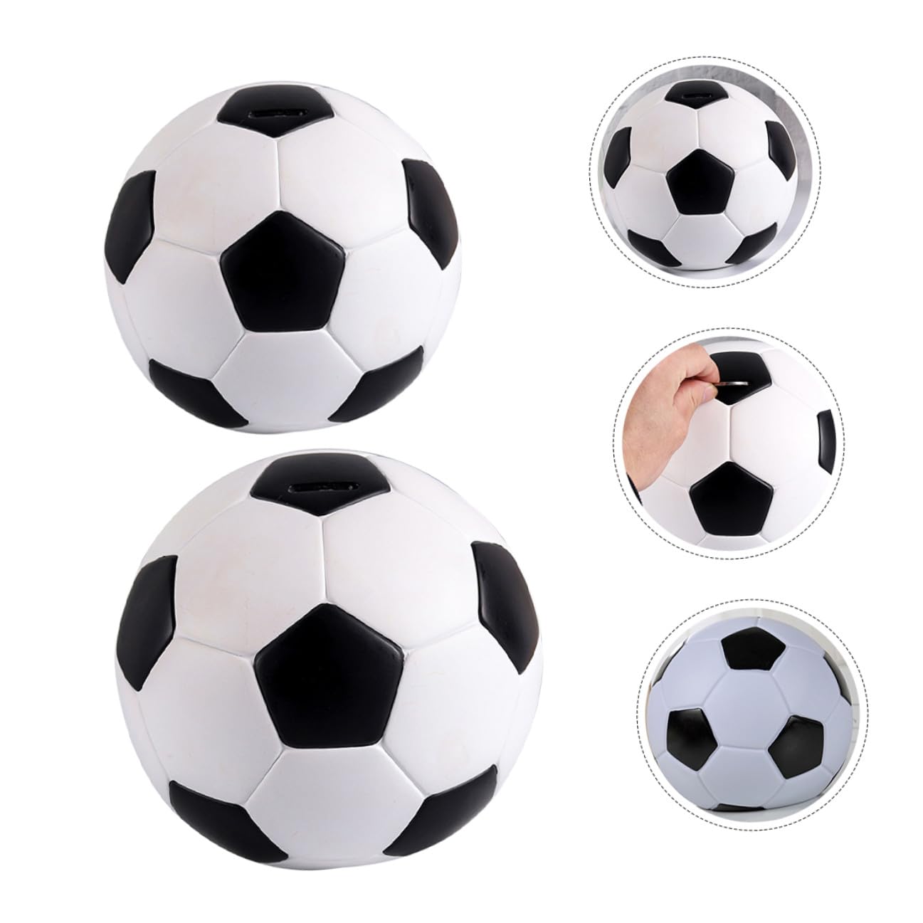 BESPORTBLE 2pezzi Pallone da Calcio Salvadanaio in Vinile Salvadanaio Domestico Forma di Palla da Calcio Contenitori per Monete Decorazioni per Casa