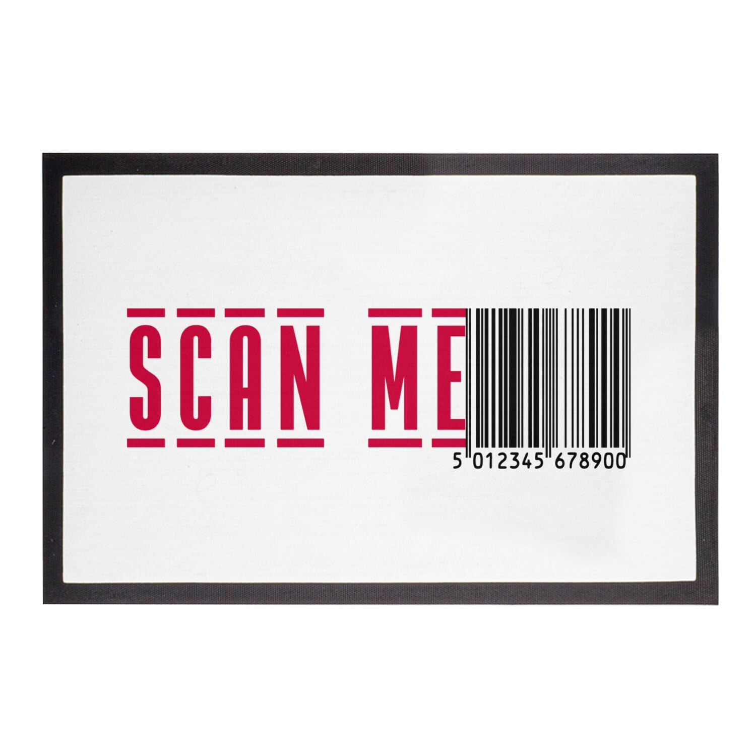 Paillasson code barre scan me noir et rouge cadeau pendaison de crémaillère