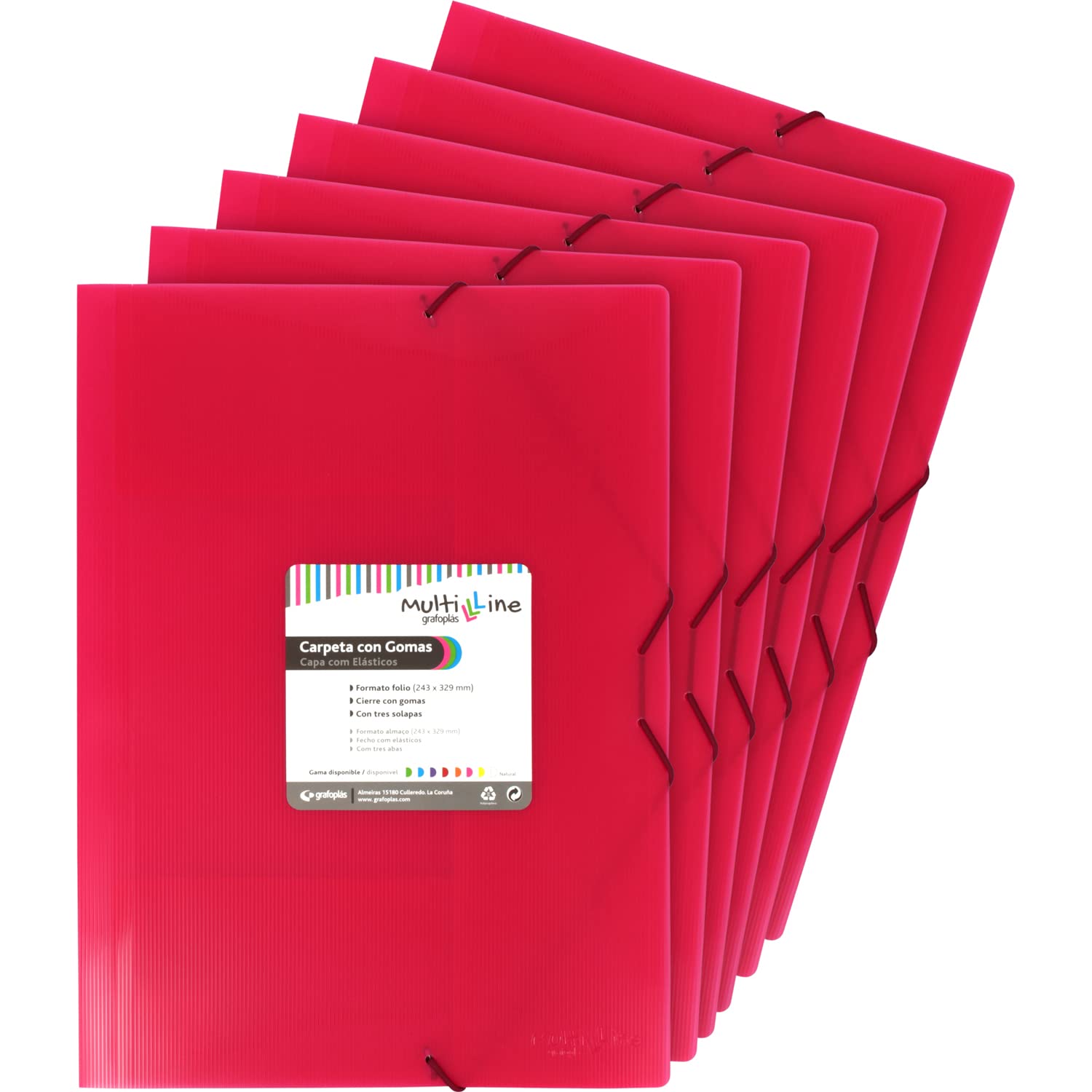 Grafoplas economica 4801854-Cartella con elastico, colore: fucsia, 6 unità, 6 Pezzi