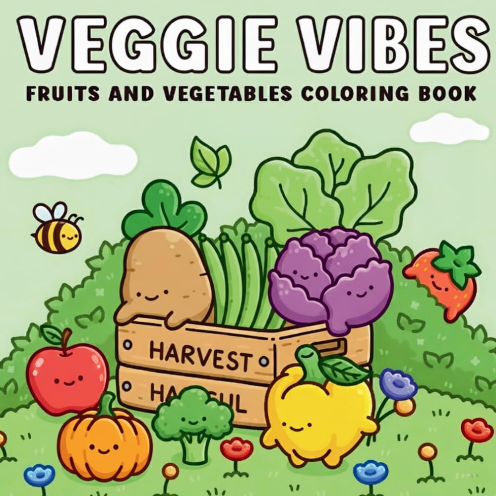 Veggie Vibes: Fruits and Vegetables Coloring Book