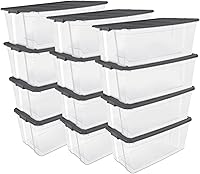 Vista 24 de Sterilite Paquete de 6 cajas apilables modulares, contenedores de almacenamiento de plástico transparente duraderos con tapas de cierre, 16 cuartos