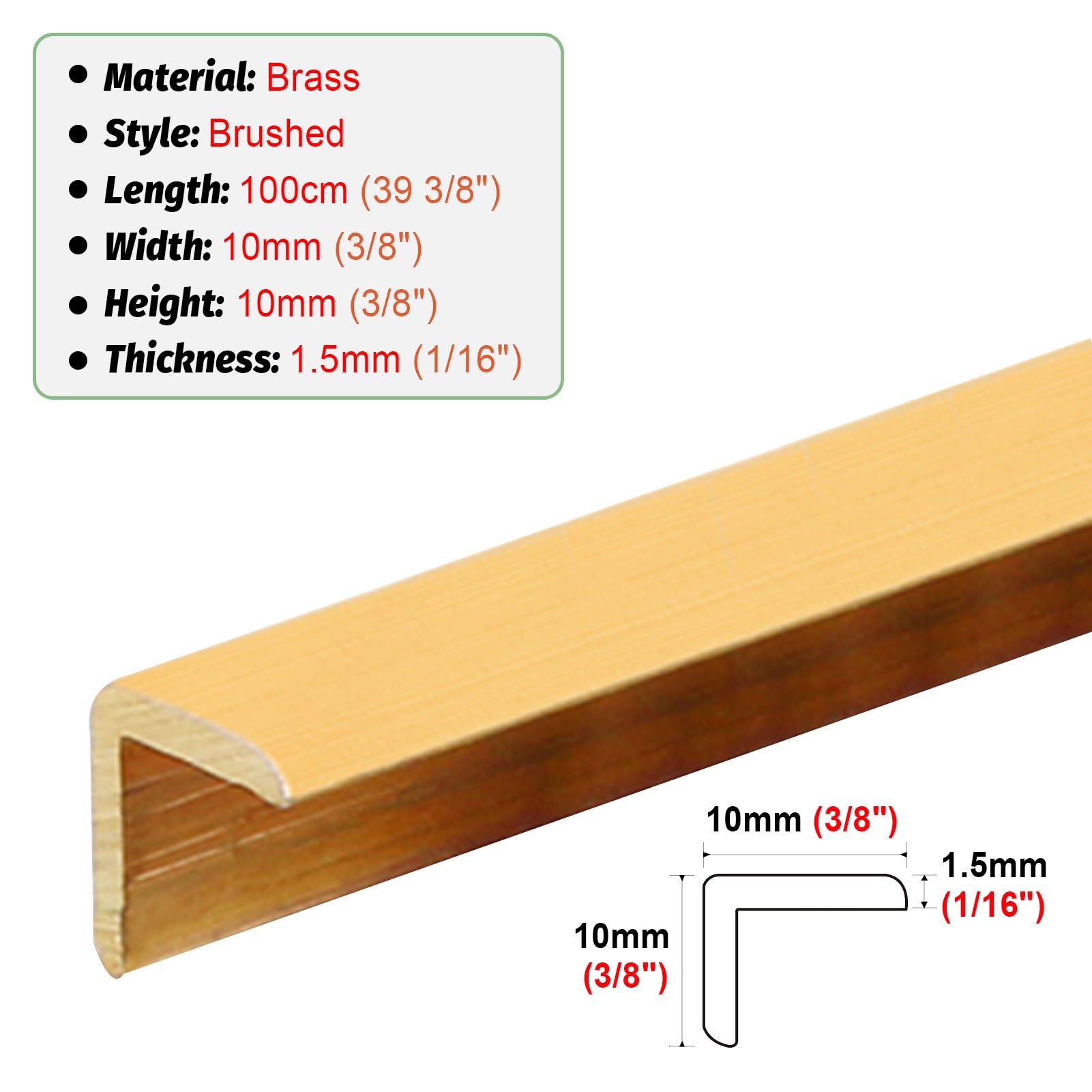 Perfil de Transición para Suelo Latón Cepillado Cubierta Protector De Bordes De Escaleras L De Moldura, Franja De Nariz De Paso Para Piso De Baldosas, Interior Exterior Escaleras Umbral EDG Ribrete(10