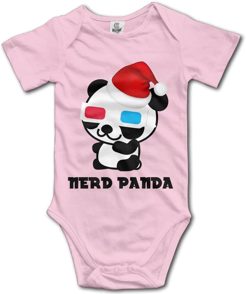 ASHIN Nerd Panda Christmas Day For 6-24 Months Baby Short Sleeve Romper Outfits 18 Months Pink