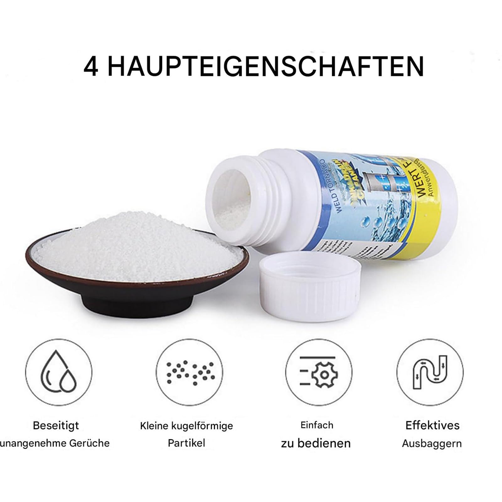 Vollstern - Detergente per scarichi, Value Pack per tubi, altamente efficace, con schiuma attiva, per cucina, bagno, toilette e balcone (110 g per bottiglia) (2 pezzi)