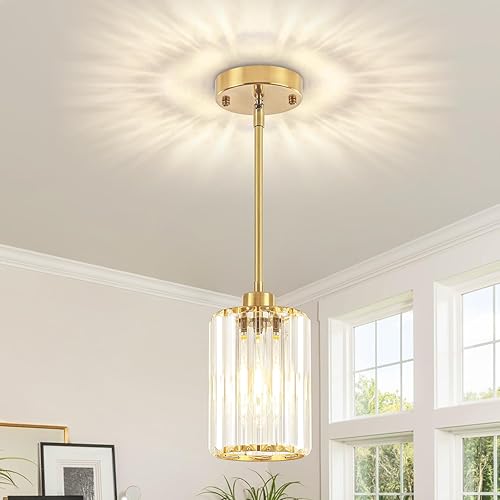 Miniatura 13 de Paquete de 2 Luces Colgantes para Isla de Cocina, Moderna Iluminación Colgante de Cristal Dorado, Accesorios de Luz Colgante de Cocina Mini