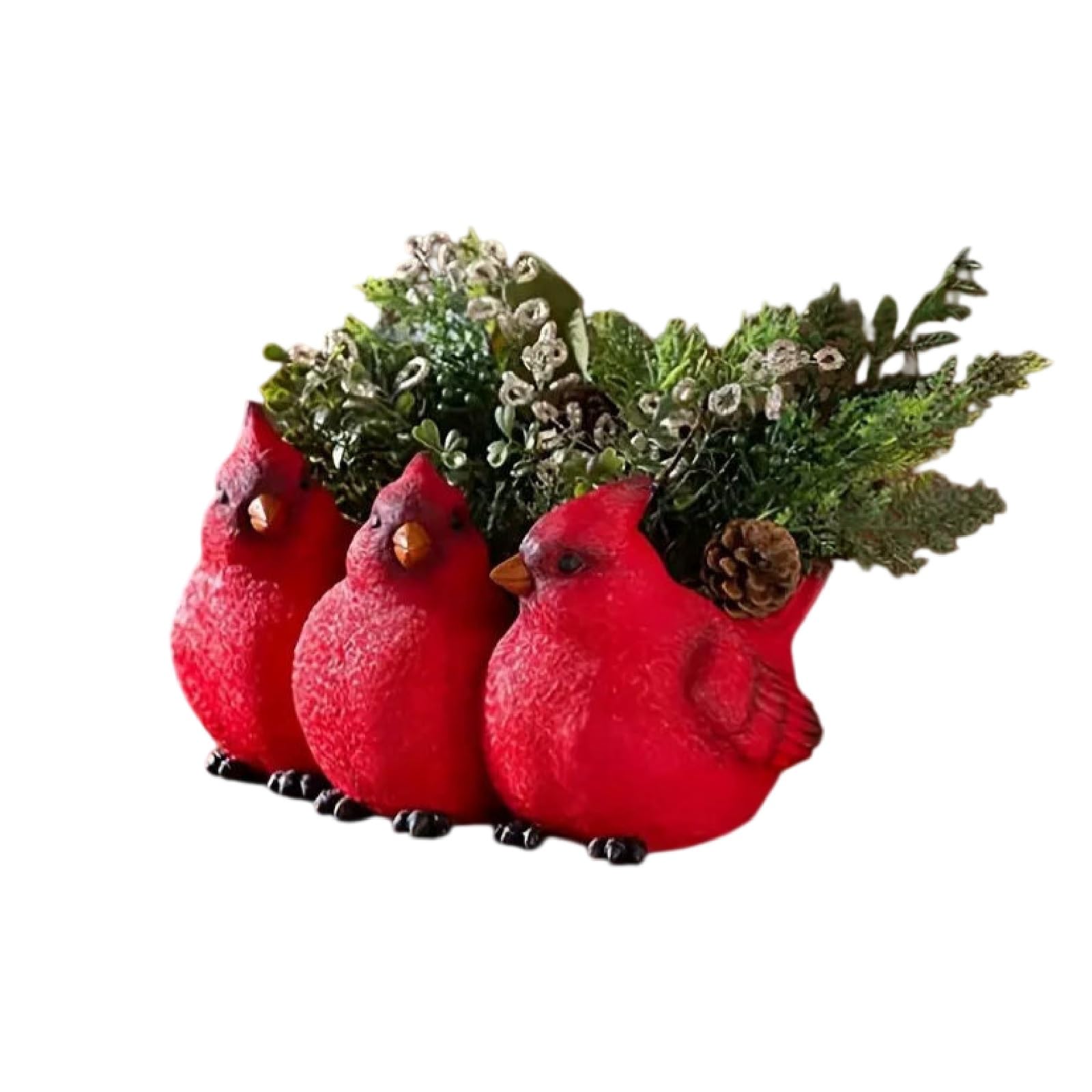 Whbbbj Three Cardinal Birds Succulent Planter, Red Bird Shape Flower Pot, Cardinal Figurines, Resin Animal Succulent Plant Pots, for Home Office Decor