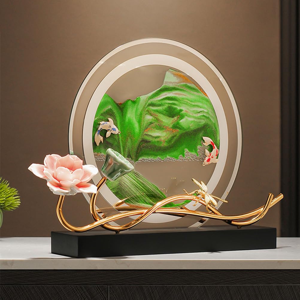 Wystrój domu na stole Feng Shui obejmuje japońską medytację, wystrój wnętrz Zen do biura, salonu lub sypialni Ozdoby rzemieślnicze Dekoracja domu Dekoracja Feng Shui,Green,A