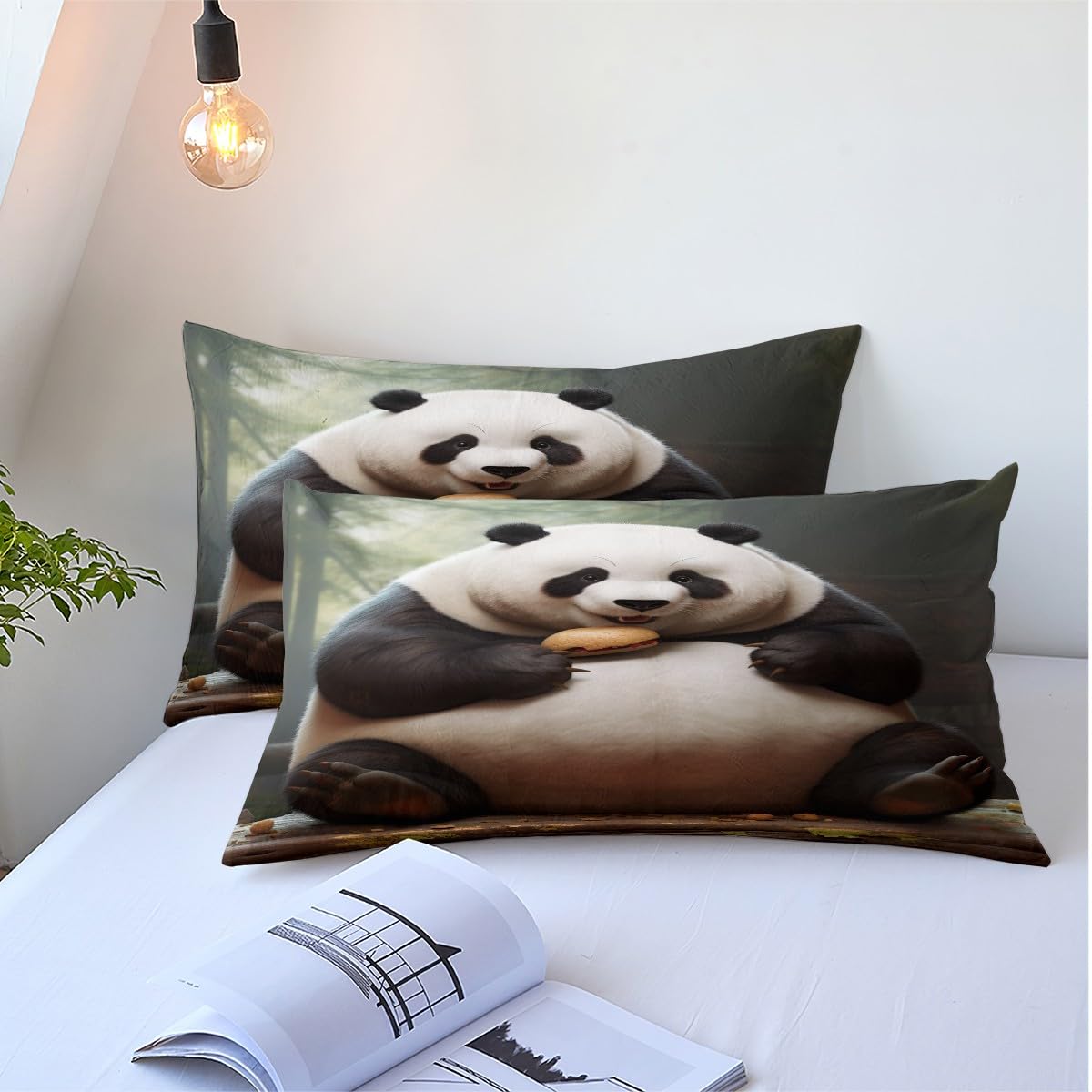 Copriletto Panda Comforter - Set Matrimoniale Con Stampa 3D, Verde Foglie, Morbido E Lavabile - Foto 8