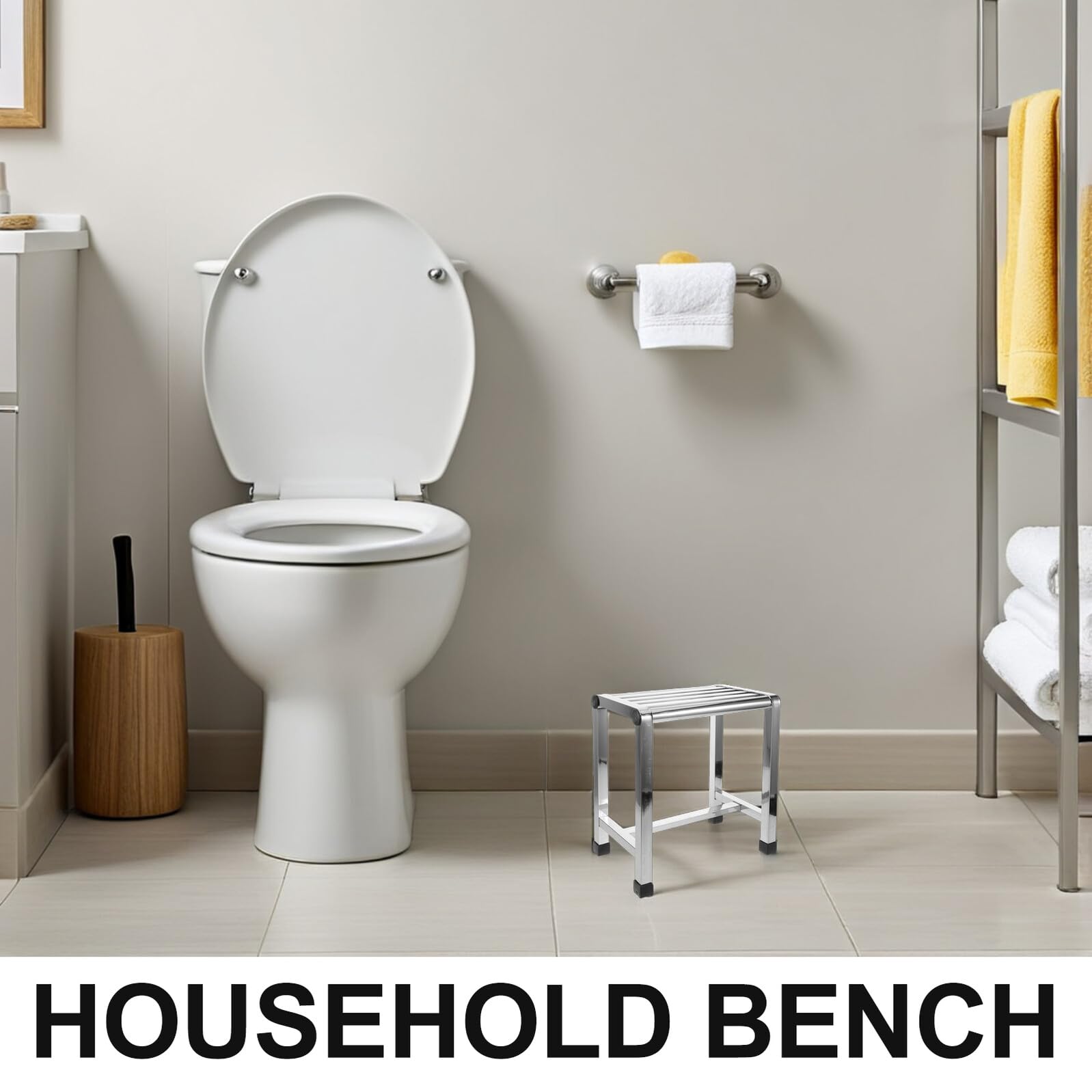 Taburete de Baño de Acero Inoxidable Plata para Hogar
