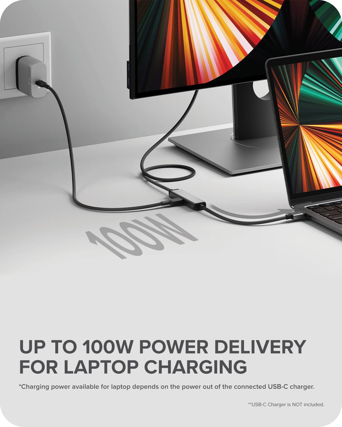ALOGIC Cavo Ultra da USB-C a HDMI, display esterno 4K, alimentazione da 100 W, qualità premium, cavo intrecciato in nylon con alloggiamento in metallo, compatibile con Windows, Mac e Chromebook-2M