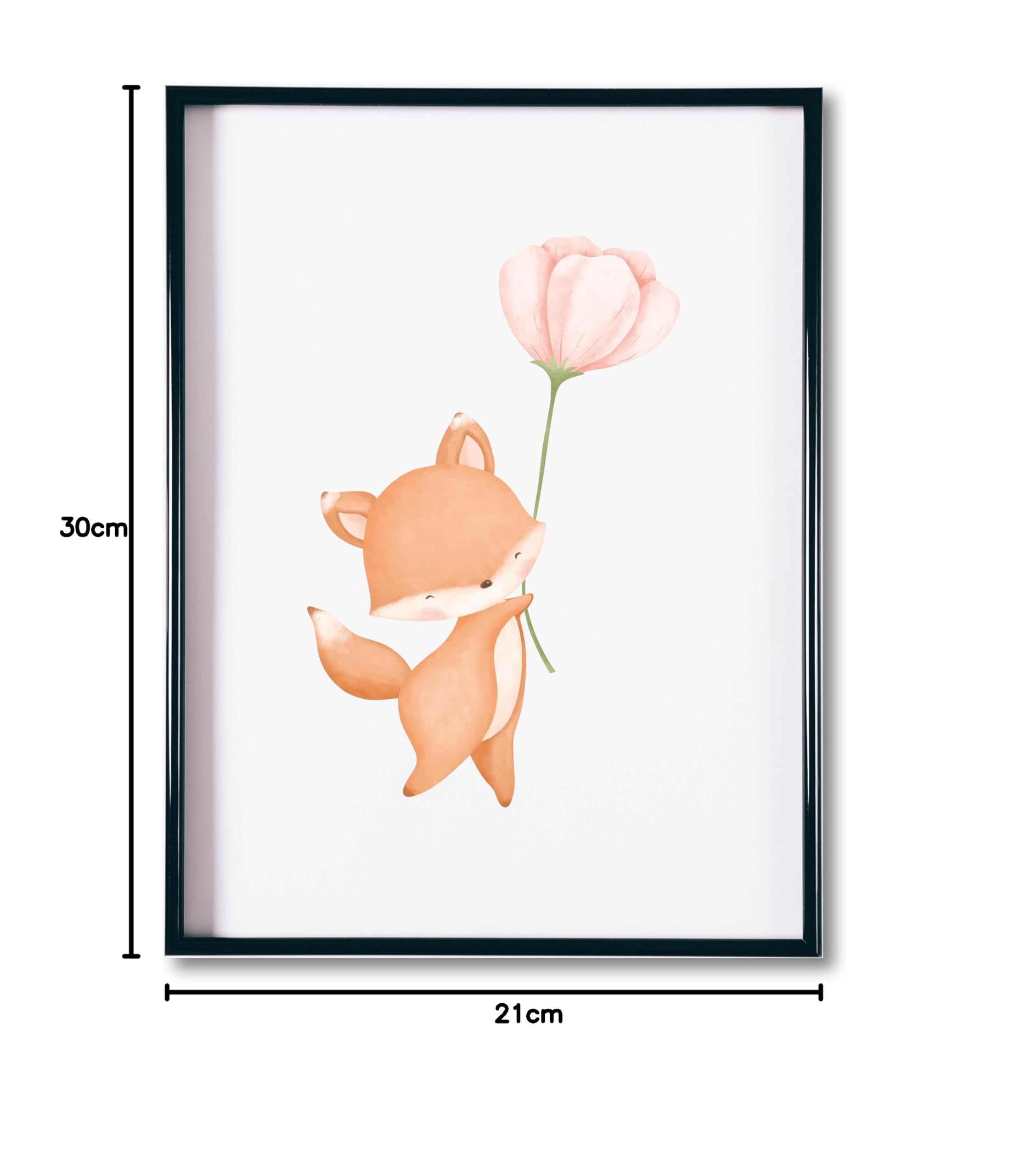 Generisch Damalia | 4 imágenes para habitación infantil | animales felices con flor | póster A4 sin marco de fotos | póster para habitación infantil | niña y niño | aprox. 21 x 30 cm | animales