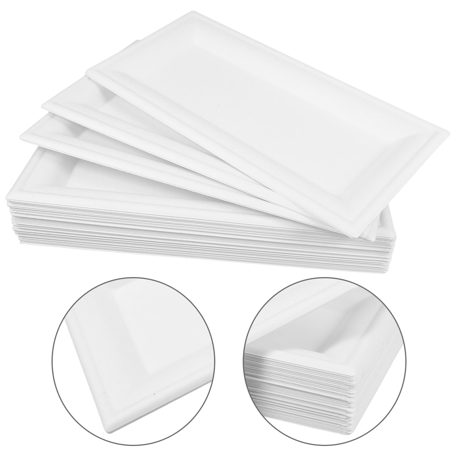 50 piezas Platos de Papel Desechables Rectangulares Unidades Resistentes para Fiestas Picnic y Barbacoas Uso Único Fácil Limpieza
