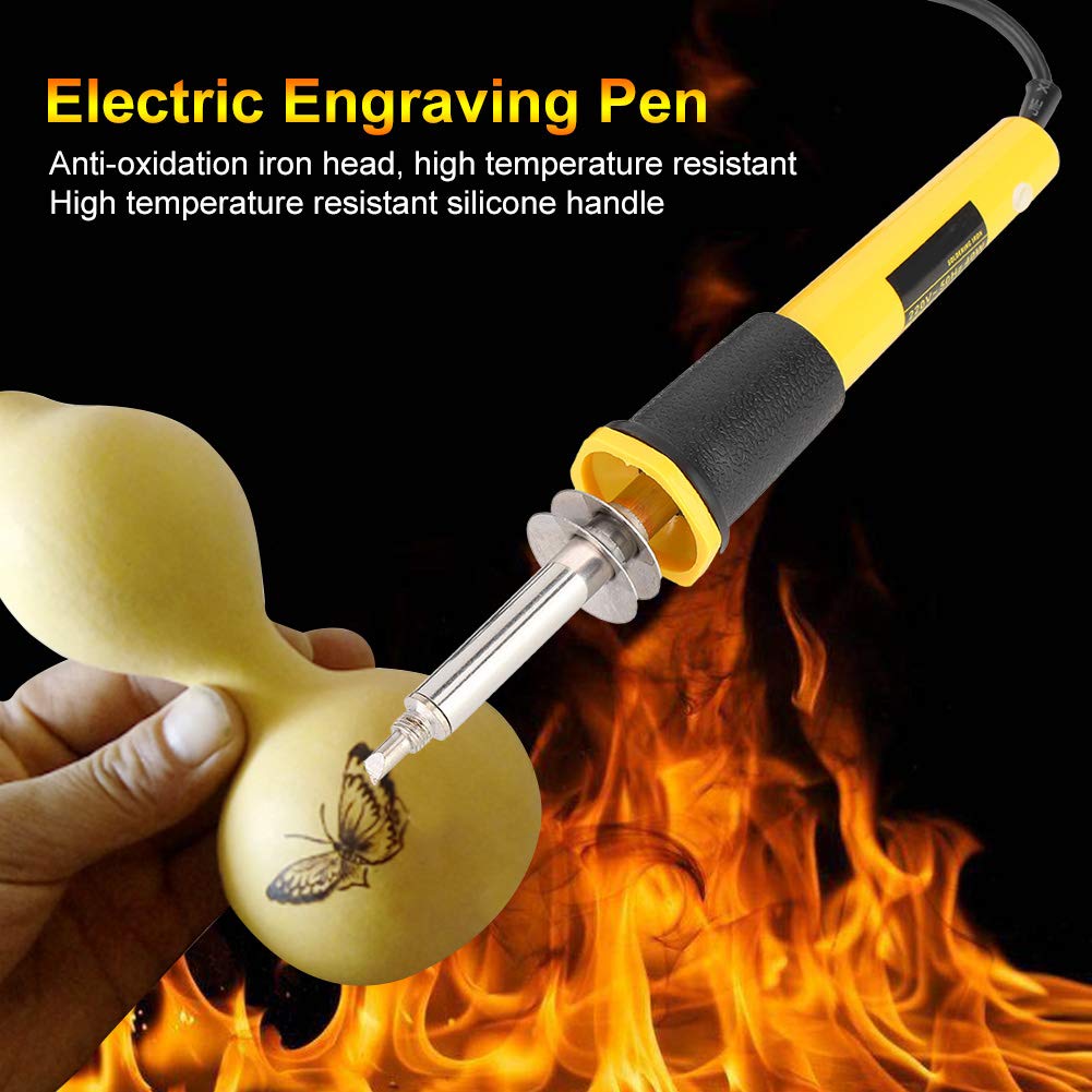 Fafeicy Pluma de Pirografía 40W, 5 Puntas de Grabado Intercambiables, 400°C, Herramienta Eléctrica para Grabado en Madera y Cuero Artesanal