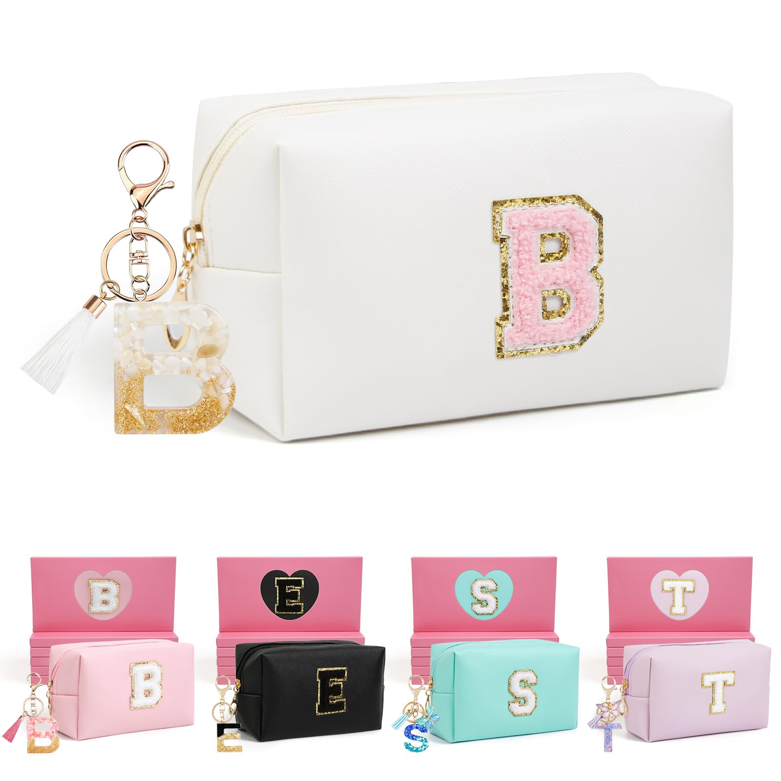 AIBFRID Birthday Gifts for Women Her,Travel Cute Makeup Bag,Large Capacity Cosmetic Bags for Women Makeup Pouch PU Leather Waterproof Cosmetic Bag (B,