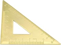 Vista 2 de HEVSTIL Regla triangular, 45/90 grados, latón y metal de cobre, regla gruesa para dibujo y dibujo