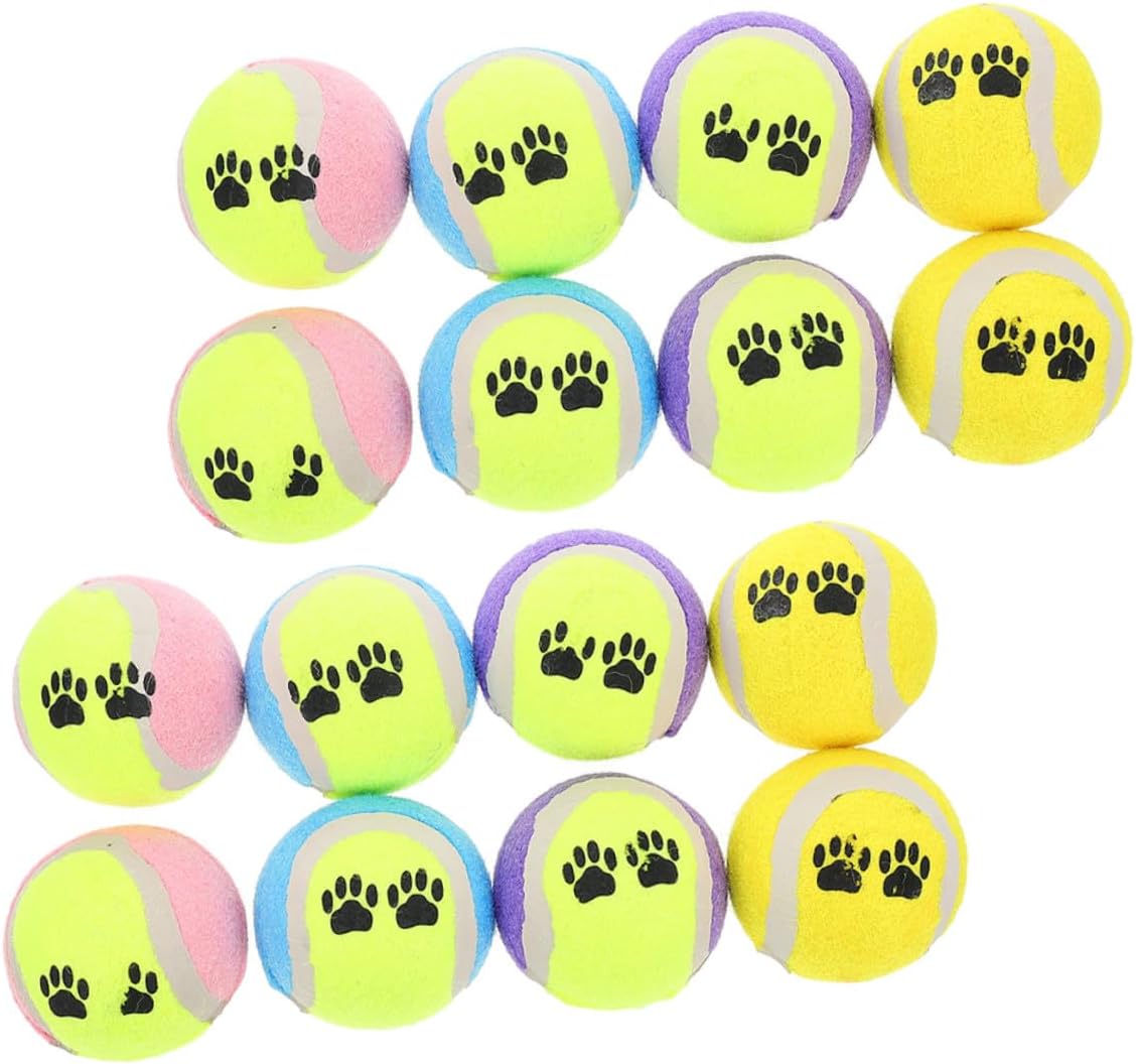 Alasum 16pcs Plush Dog Tennis Balls Interactive Puppy Activity 7cm Diameter Random Color Small Dog Training Playthings for Outdoor Use
