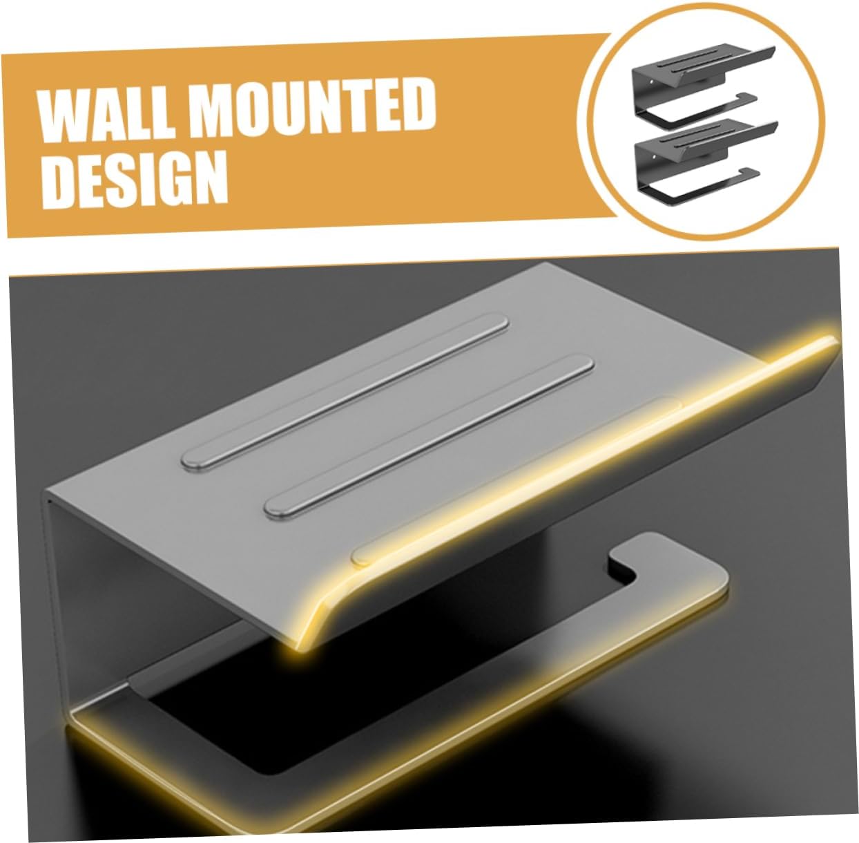 2pcs Bathroom Toilet Paper Holder Storage Tray Wall-Mounted Tissue Organizer Stylish Iron Design Punch Installation for Use