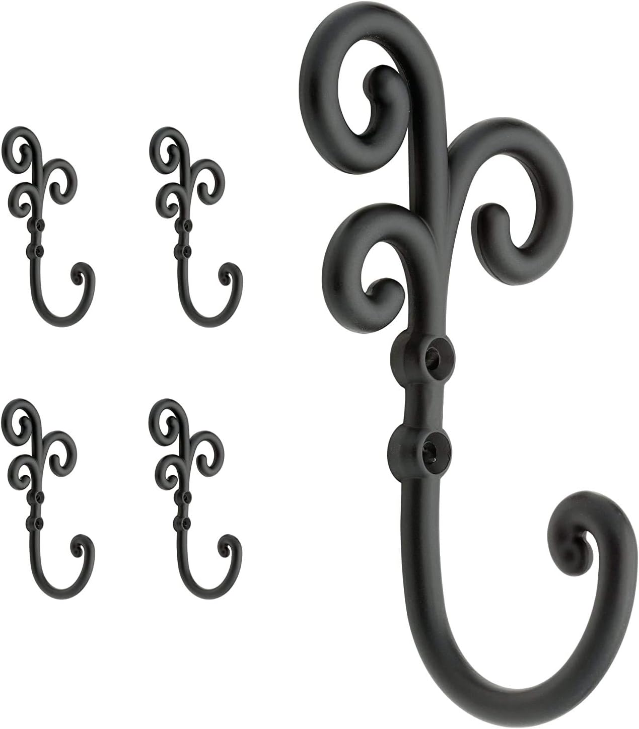 Franklin Brass Curlique (5Pack) Single Wall Hooks 1Prong Coat/Hat Matte Black