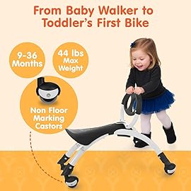 YBIKE Pewi Toddler Balance Bike - Kids Ride On Toys, Baby Push Car, Toddler Walker for Ages 9 Months to 3 Yrs, Durable Walking Buddy Push Toy, Comfortable, Indoor & Outdoor, Up to 44 Lbs, Black