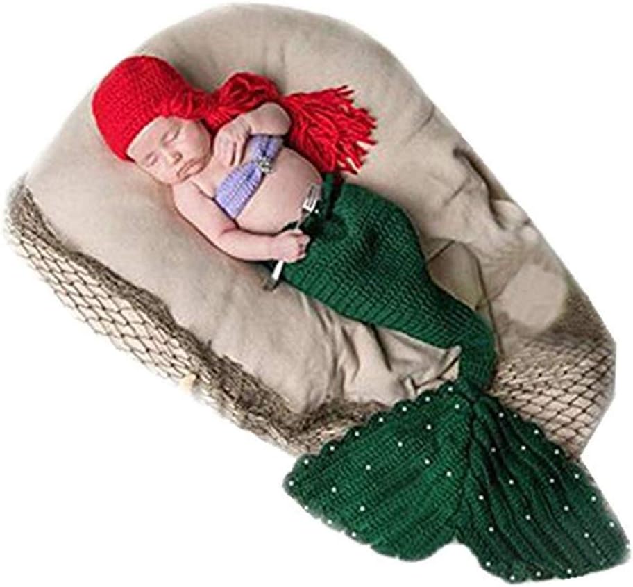 Pinbo® Newborn Baby Girl Costume Outfits Knitted Photography Props Mermaid Set Green