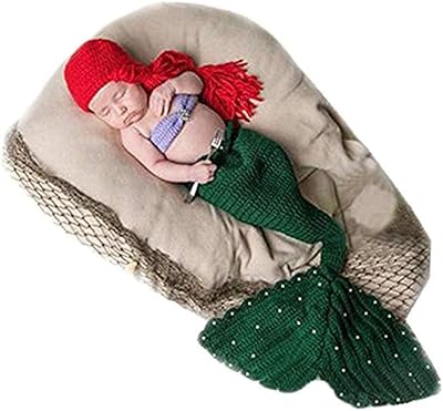 PinboÂ® Newborn Baby Girl Costume Outfits Knitted Photography Props Mermaid Set