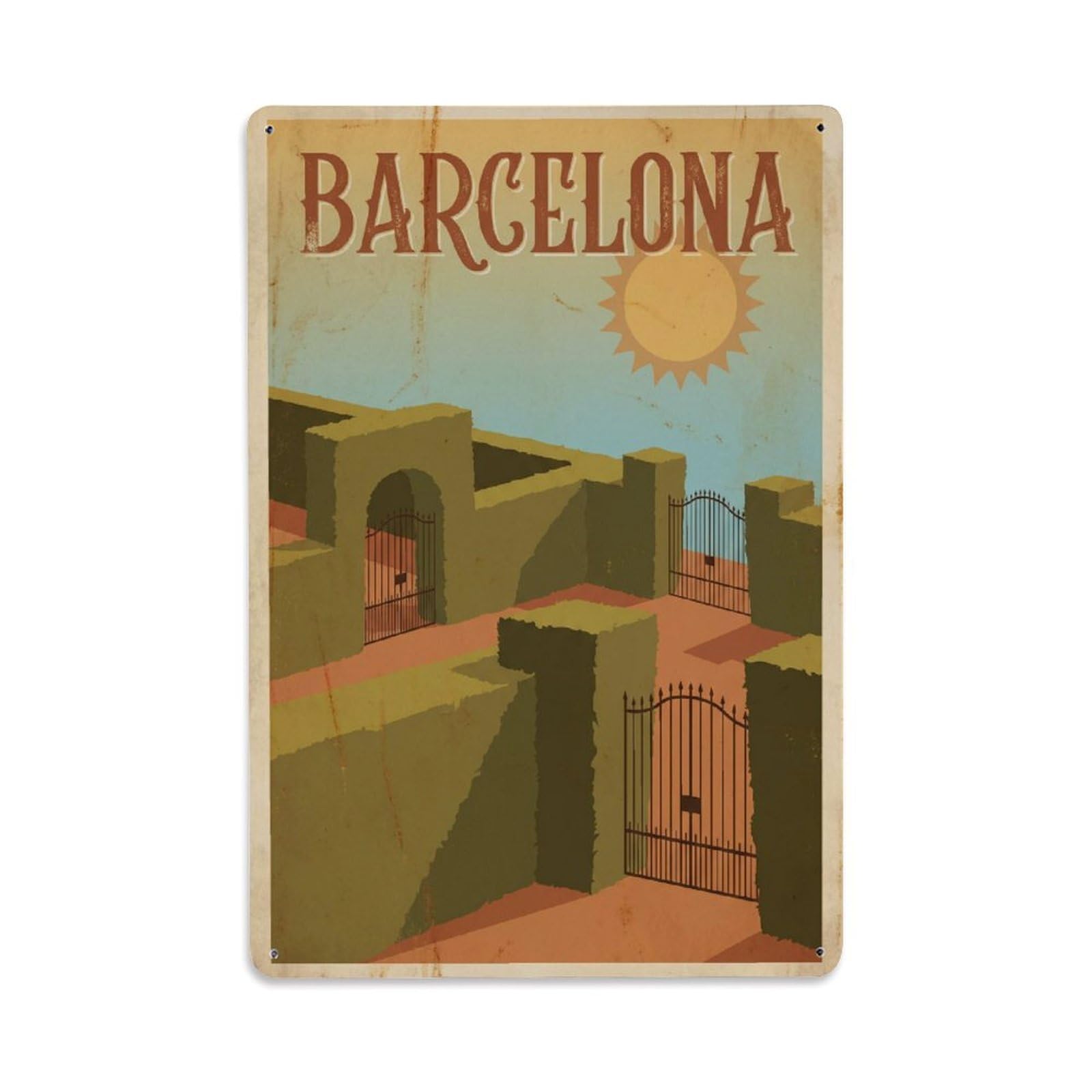 Vintage Travel Enclosures Spain Garden Metal Tin Sign
